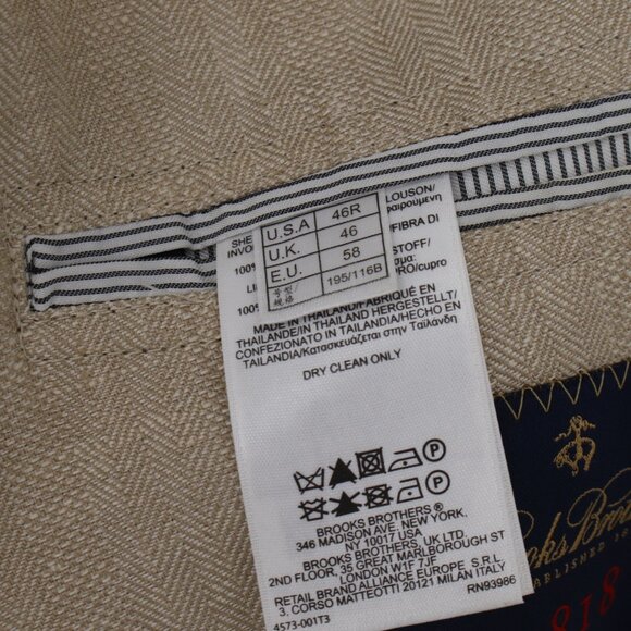 Brooks brothers Baird mcnutt sport coat Mens 46R madison 1818 herringbone linen - Picture 14 of 15